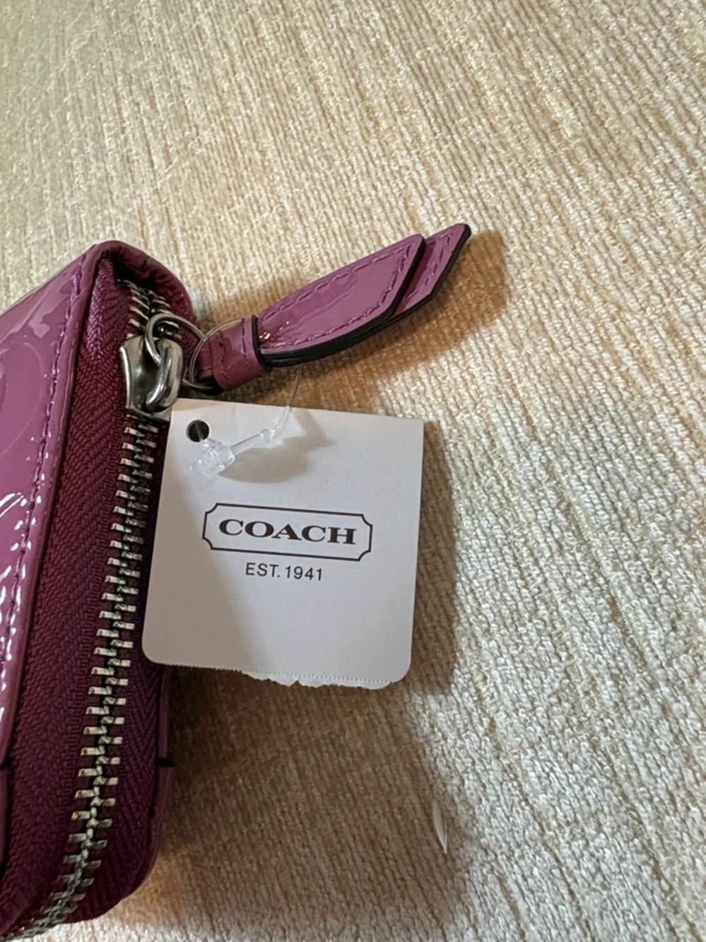 Coach Glossy Patent Signature Continental Wallet - Plum - Picture 3 of 11